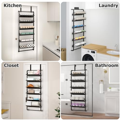 BUKFEN 6-Tier Adjustable Metal Shoe Rack, Over Door & Wall Mount Organizer